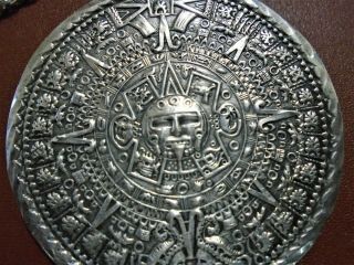 Vintage Maya,  925 Sterling Silver medallion with Maya Calendar 7