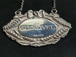 Solid Sterling Silver Decanter/bottle Label - Glenlivet Whisky Fully Hallmarked