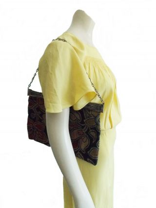 Jemco Art Nouveau floral tapestry purse / Antique 1910s flowers fabric hand bag 8