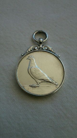 Antique sterling silver pigeon racing medal trophy clock Lyme Regis club,  card 2