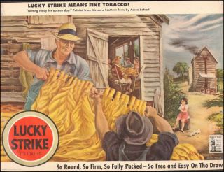 1943 Vintage Ad For Lucky Strike Cigarettes Tobacco Farmer Barns (032117)