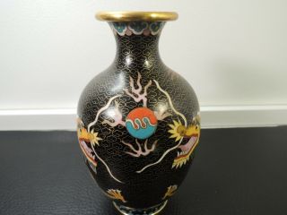 A Vintage Chinese Cloisonne Enamel Dragon Design Vase