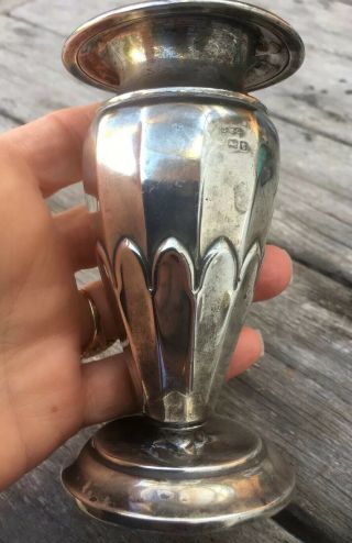 Solid Antique Sterling Silver Vase Hallmarked 1918.  As Found.