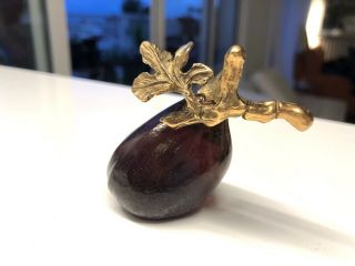 Daum France Rare Fruit « Fig » Bronze & Pate De Verre