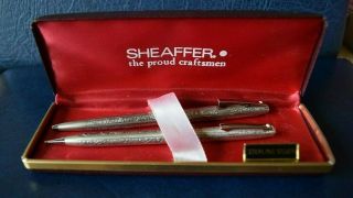 Sterling Silver Vintage Sheaffer Pen & Pencil Set In Case