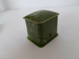 Vintage Art Deco Marbled Green Bakelite Ring Box