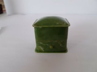 Vintage Art Deco Marbled Green Bakelite Ring Box 2