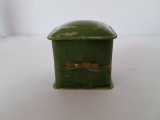 Vintage Art Deco Marbled Green Bakelite Ring Box 4
