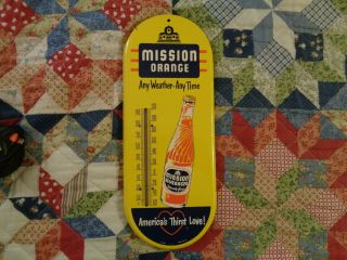 Rare Mission Orange Soda Thermometer,  Sign,  1940 - 50 