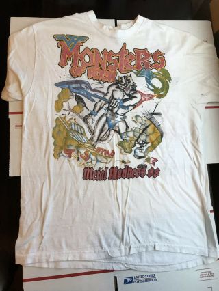 Vintage 1988 Monsters Of Rock Tour T - Shirt Metallica Scorpions Van Halen 80s L