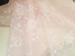 Vintage Sheer Flocked Floral Fabric - Pink On Pink Organza,  3 Yards