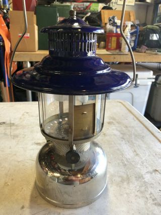 Vintage Agm 268 Camp Lantern,  Cobalt Blue Vent,  Mica Globe