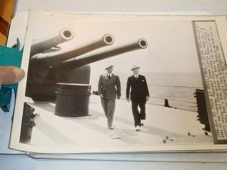 Wwii Ap Wire Photo President Truman & Sec.  Byrnes - Big Guns Navy Ship Dsp437