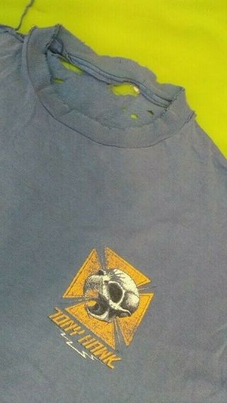 Vintage 1980 ' s Tony Hawk Tee Shirt Bird Skull Sz XL Powell Peralta Skate T Blue 2