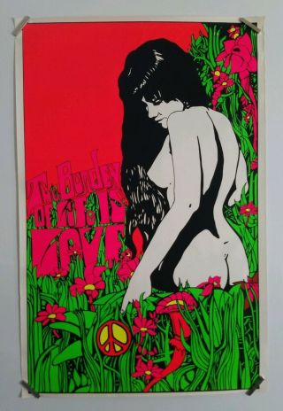 Vintage Poster Prints " Burden Of Life " Hippie Black Light Poster