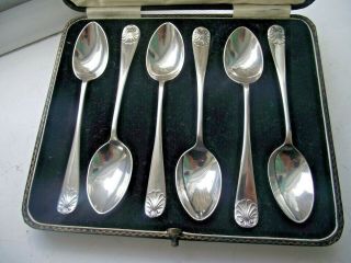 Antique 1929 Sterling Silver Hallmarked Set Of 6 Spoons & Cased 81.  8g J Dixon