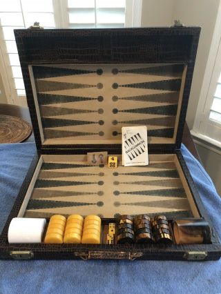 Vintage Crisloid Bakelite Backgammon Set 1 1/2 Inch Checkers