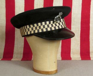 Vintage British Police Hat Visor Cap Cambridgeshire Constabulary Badge England