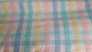 Vintage Fabric Seersucker Cotton Plaid Pink White Blue Yellow 5 Yds X 44 "