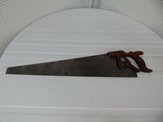 Vintage 26 " Henry Disston & Sons D - 12 Cherry Wood Handle Hand Saw 8t.  P.  I.