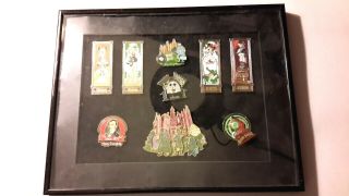 Vintage Walt Disney Haunted Mansion Pin Set Of 9 In Frame (m - 7446 - Lh)