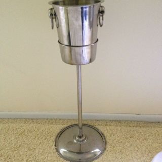 Vintage Chamapange Wine Cooler Bucket Stand Stainless Steel Removable Chiller