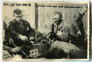 Wwii Photo From Russian Archive: Jewish Workers Repairing Cart