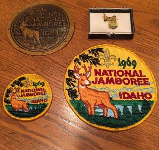 Vintage Boy Scouts 3 Patches 1 Pin Slide 1969 National Jamboree Idaho Bsa