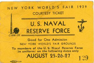 1939 Courtesy Ticket York World 