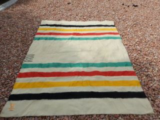 Vintage Hudson Bay 4 Point Blanket Wool 100 England Approx 89 X 69
