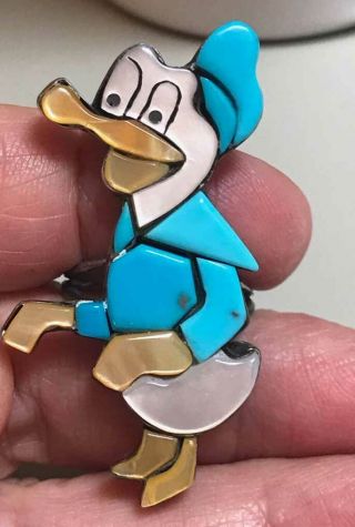 Vintage Disney Donald Duck Zuni Turquoise Ring 60s/70s Size 5/12