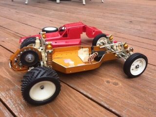 Team Associated Rc10 Vintage Rc Car Buggy Gold Pan A Stamped Roller