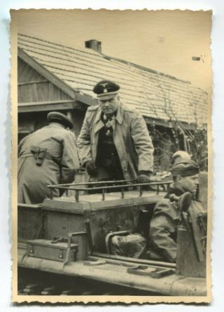 German Wwii Archive Photo: High - Ranked General In Half - Tracked Vehicle