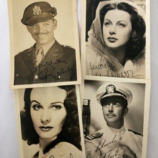 4 Vintage 1940s Signed Movie Star Photos Clark Gable Vivien Leigh Robert Taylor
