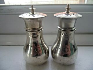 Antique 1908 Sterling Silver Hallmarked Salt Pepper Pots V Good 83.  6