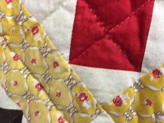 OMG VINTAGE HANDMADE FEED SACK NINE PATCH ON POINT QUILT 70 