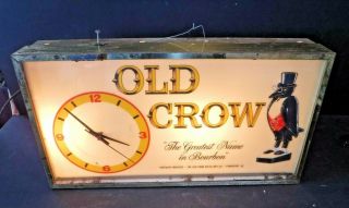 National Distillers “old Crow Whiskey” Advertising Clock Vintage