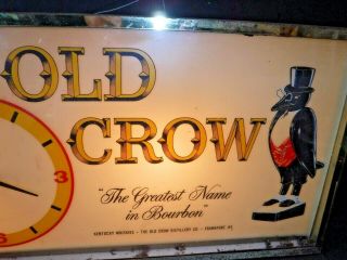 National Distillers “Old Crow Whiskey” Advertising Clock Vintage 3