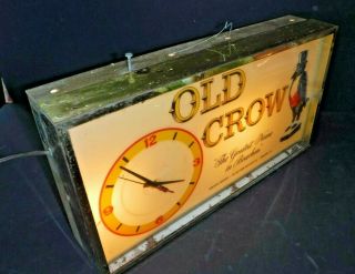 National Distillers “Old Crow Whiskey” Advertising Clock Vintage 4