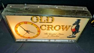 National Distillers “Old Crow Whiskey” Advertising Clock Vintage 9