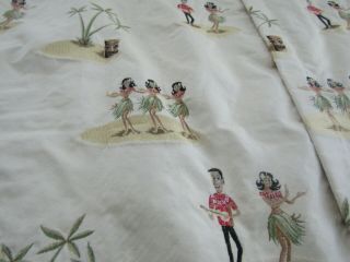 Vintage Handmade Silk Brocade Curtain Drapes Hawaii Hawaiian Hula 2 Pillowcases 5