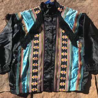 Vintage Seminole Native Patchwork Jacket Satin