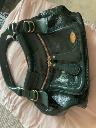 Chloe Handbag,  Vintage Emerald Green Patent,  With Gold Hardware.