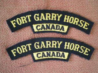 Ww2 To 1950s Fort Garry Horse Cloth Shoulder Title Badges