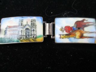 Vintage Sterling Silver And Enamel Canada Souvenir Bracelet (heavy Well Made)