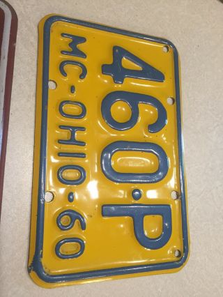 Vintage 1960 Ohio Motorcycle License Plate Tag 460p