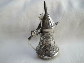 ANTIQUE MINIATURE ISLAMIC KUTCH / PERSIAN SILVER COFFEE POT - Stamped ' AK SILVER ' 4