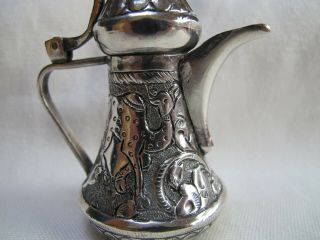 ANTIQUE MINIATURE ISLAMIC KUTCH / PERSIAN SILVER COFFEE POT - Stamped ' AK SILVER ' 5