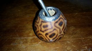 Vintage Silver & Gold Yerba Mate Gourd Cup Bombilla Tea Straw Make Offer