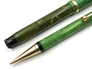 FINE RARE 1925 PARKER ' PRE ' DUOFOLD SENIOR Sr JADE GREEN FOUNTAIN PEN PENCIL SET 6